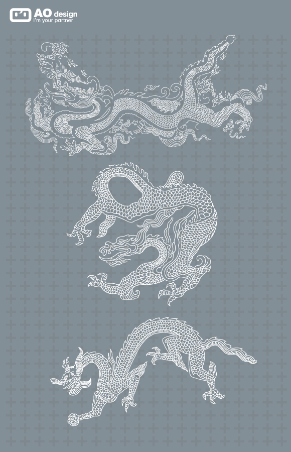 free vector Chinese classical pattern vector line drawing dragon